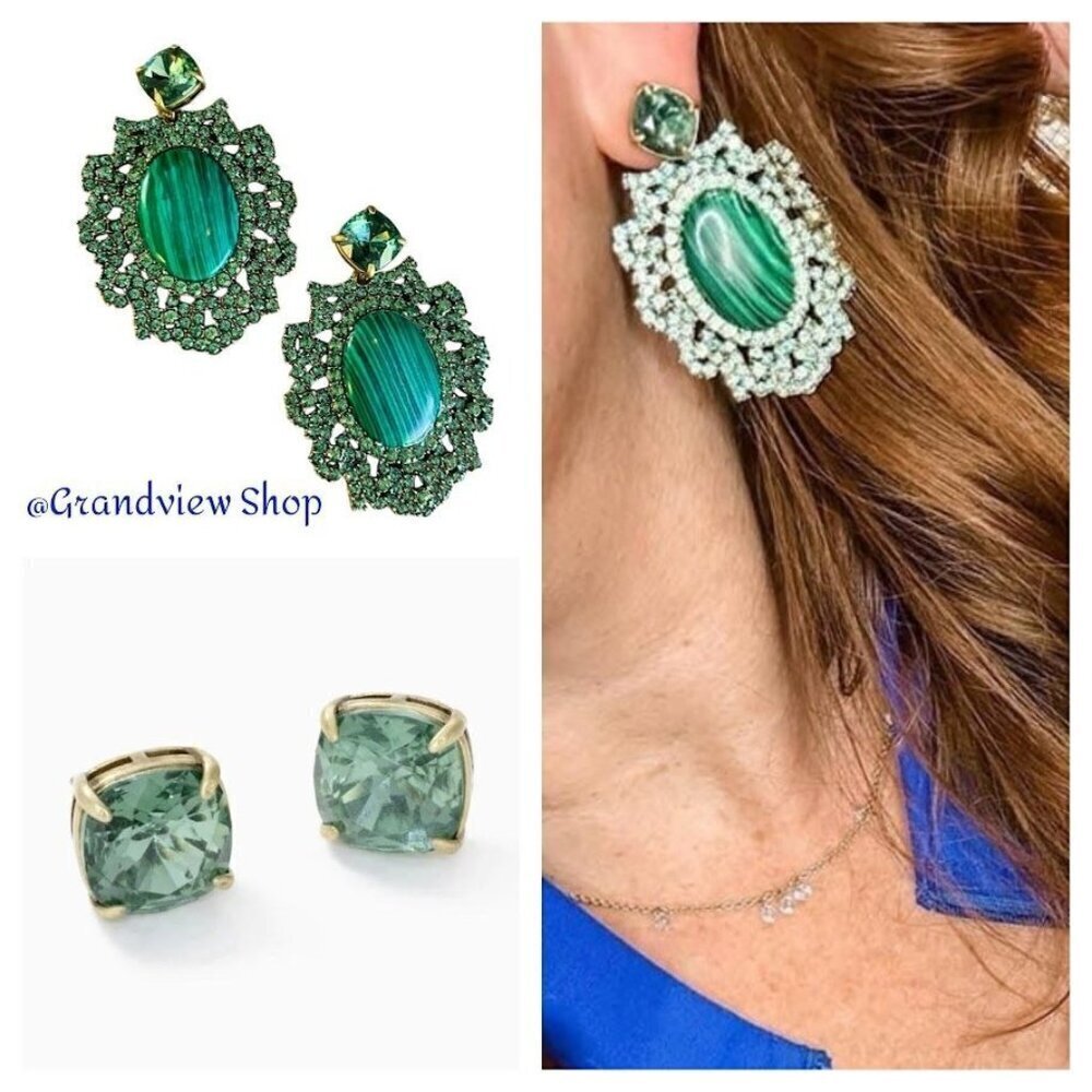 Stella & Dot Josephine Malachite Convertible Earrings NWT - Picture 2 of 10